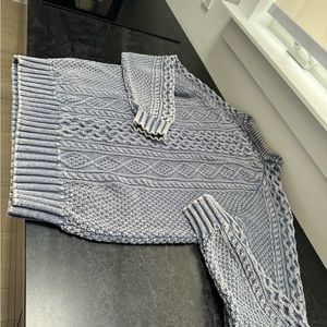 LL Bean Men's Signature Crewneck Cotton Fisherman Sweater, Atlantic Blue Washed